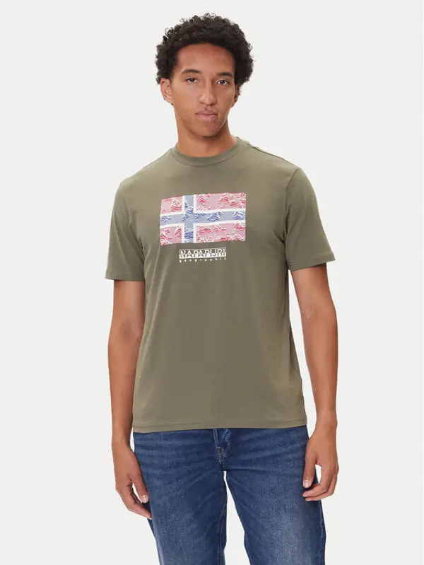 Napapijri Napapijri T-shirt S-Drapeau Ss NP0A891K Kaki Regular Fit