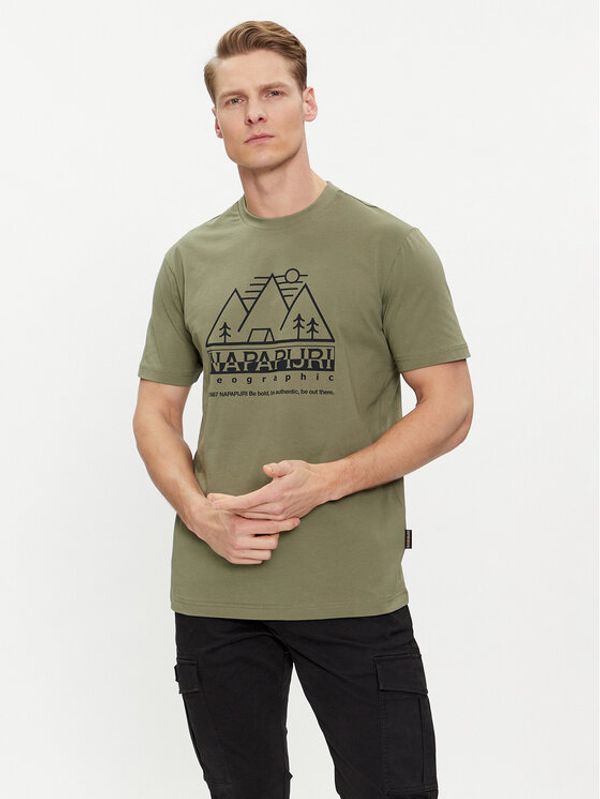 Napapijri Napapijri T-shirt S-Faber NP0A4HQE Zelena Regular Fit