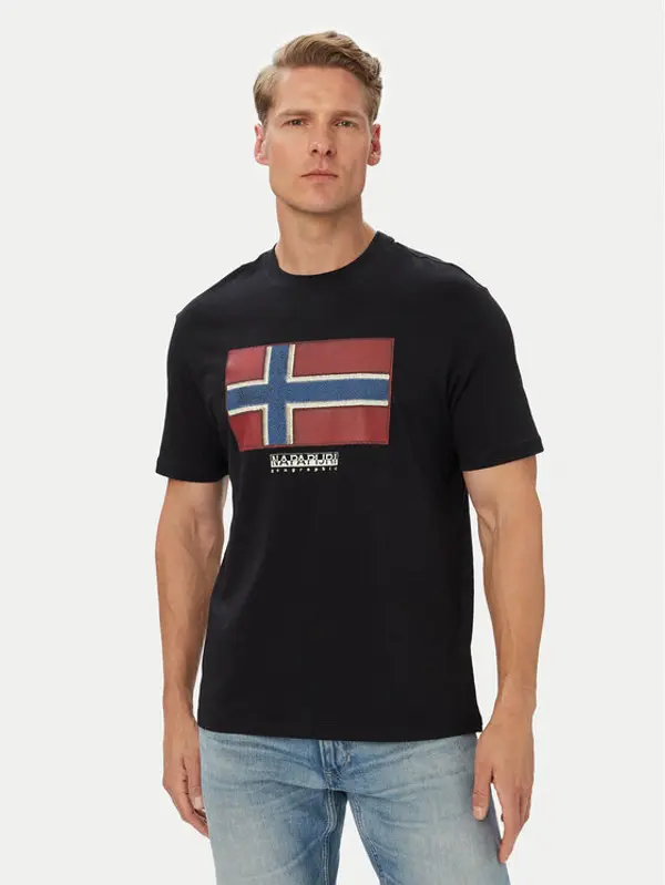 Napapijri Napapijri T-shirt S-Flag Tiki Ss NP0A8A6I9411 Crna Regular Fit