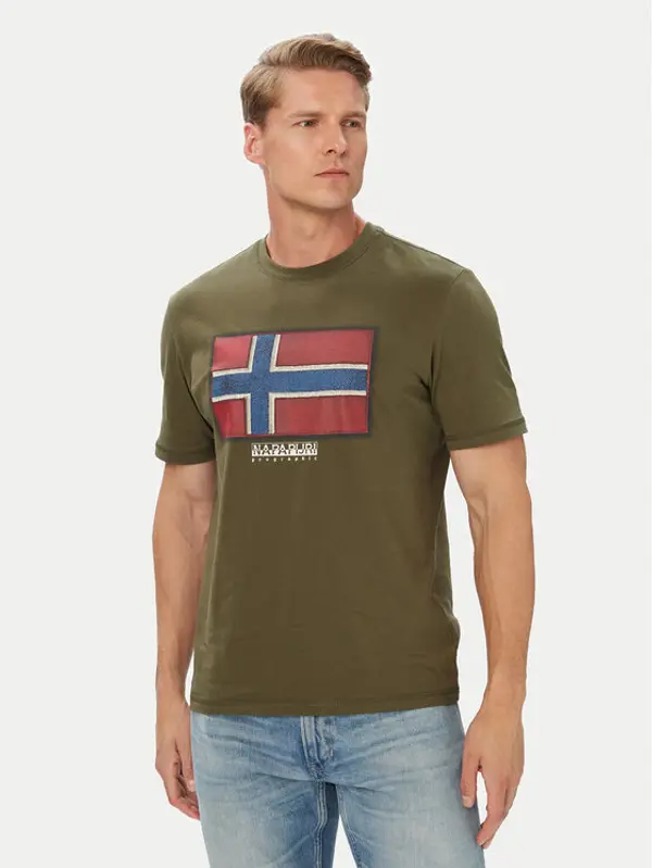 Napapijri Napapijri T-shirt S-Flag Tiki Ss NP0A8A6IG1F1 Tamno zelena Regular Fit