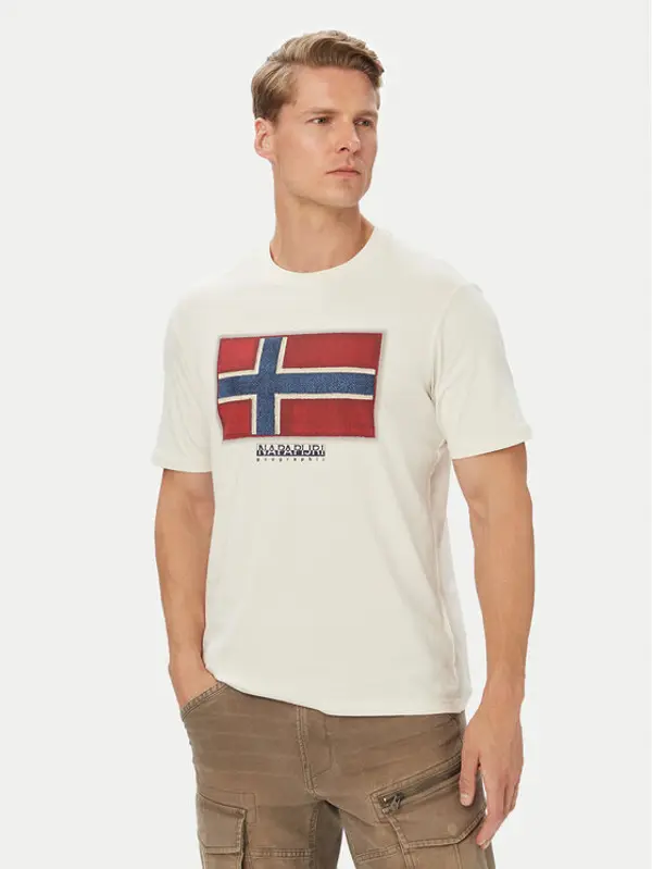 Napapijri Napapijri T-shirt S-Flag Tiki Ss NP0A8A6IN1A1 Bijela Regular Fit