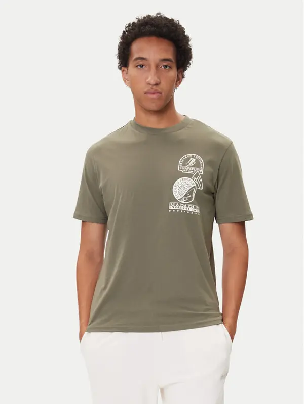 Napapijri Napapijri T-shirt S-Funes Ss NP0A88UA Kaki Regular Fit