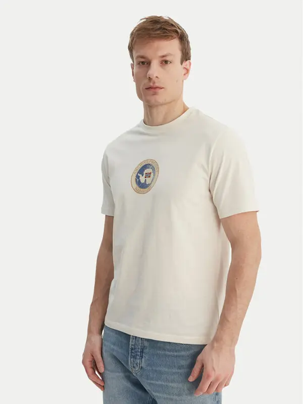 Napapijri Napapijri T-shirt S-Phos NP0A4G5A Écru Relaxed Fit