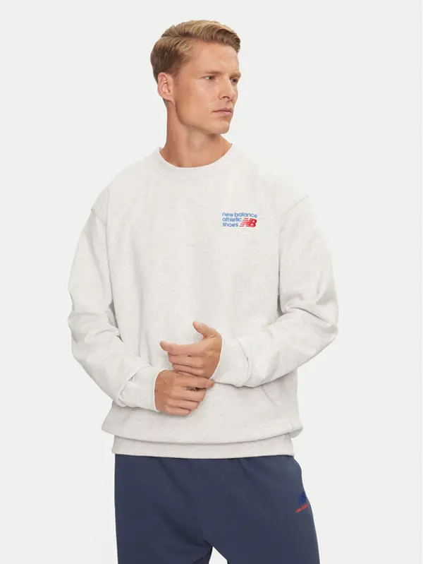 New Balance New Balance Majica dugih rukava Athletics Premium Logo MT41547AHH Siva Relaxed Fit