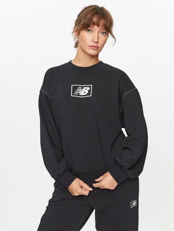 New Balance New Balance Majica dugih rukava Essentials French Terry Crew WT33514 Crna Regular Fit