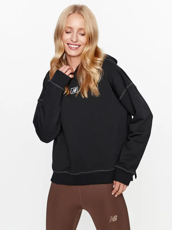 New Balance New Balance Majica dugih rukava Essentials French Terry Hoodie WT33512 Crna Regular Fit