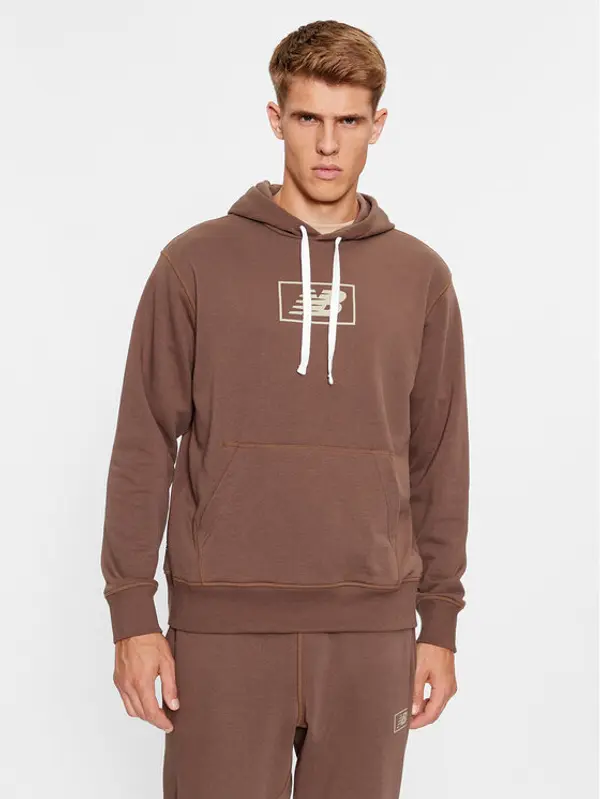 New Balance New Balance Majica dugih rukava NB Essentials Hoodie MT33508 Smeđa Regular Fit