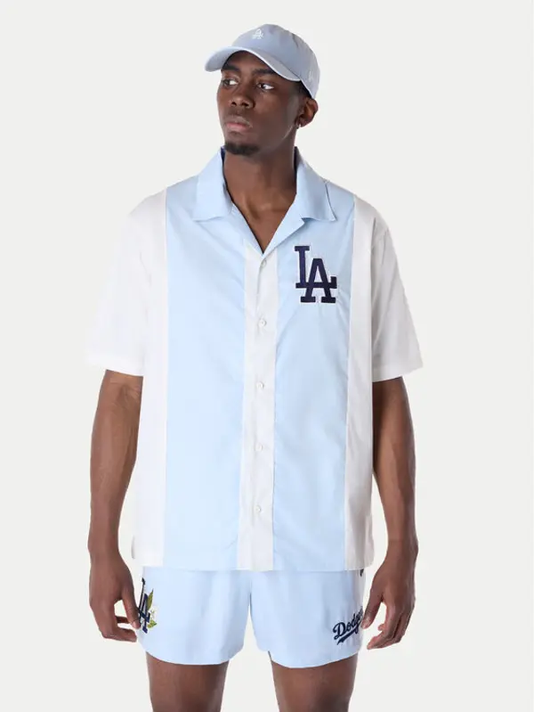 new era New Era Košulja LA Dodgers Stripe Revere 60596335 Bijela Regular Fit