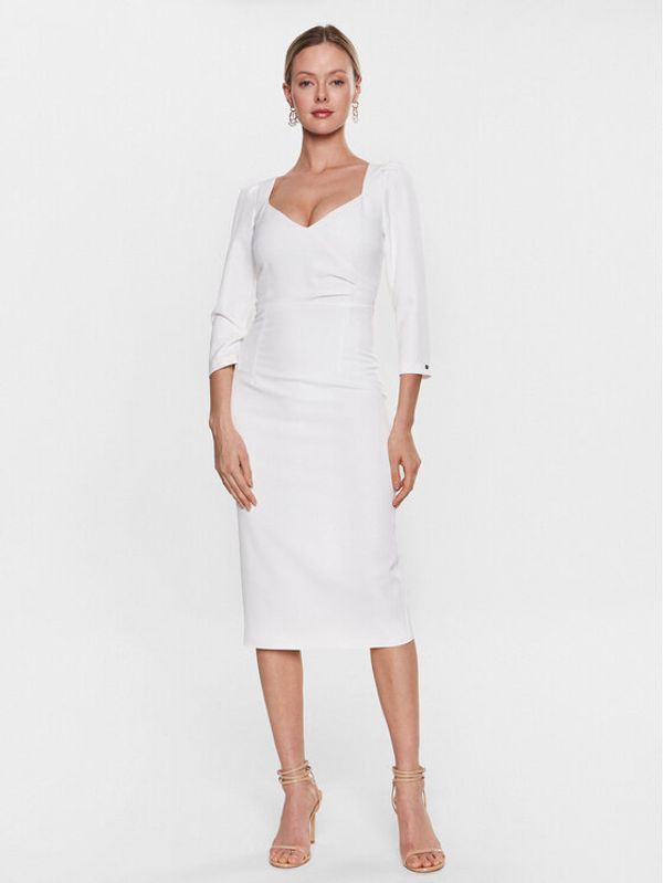 Nissa Nissa Haljina za svaki dan RZ13994 Bijela Slim Fit