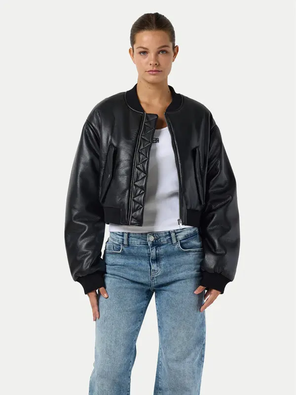 Noisy May Noisy May Jakna od imitacije kože Eileen 27032426 Crna Relaxed Fit