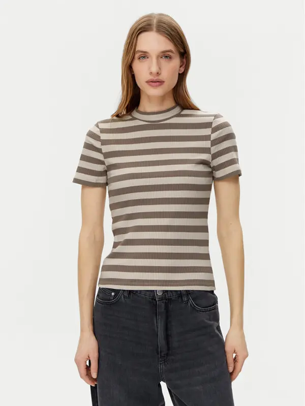 Noisy May Noisy May T-shirt Elinor 27033178 Bež Slim Fit
