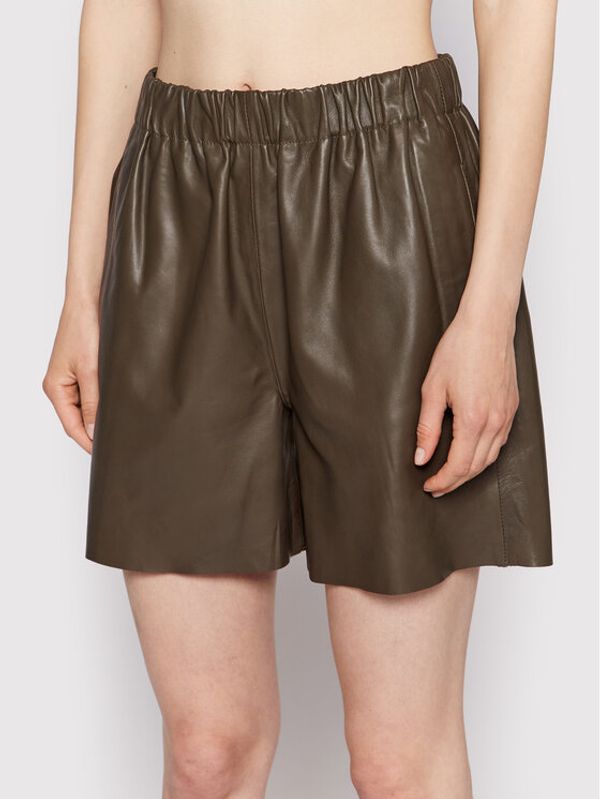 Notes Du Nord Notes Du Nord Kožne kratke hlače Debbie 12712 Zelena Regular Fit