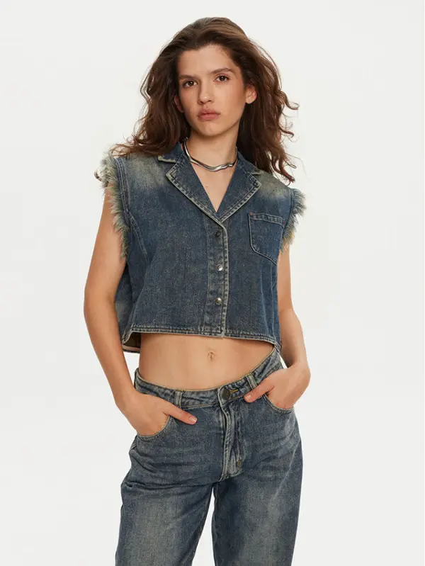 One Teaspoon One Teaspoon Prsluk 26512 Plava Relaxed Fit