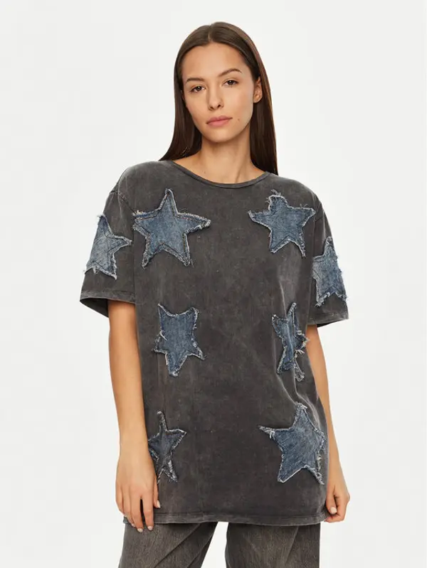 One Teaspoon One Teaspoon T-shirt Denim Star 26858 Siva Relaxed Fit
