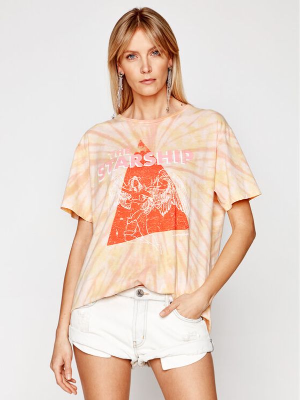 One Teaspoon One Teaspoon T-shirt Starship Sunset Tie Dye Tee 23917 Narančasta Boyfriend Fit