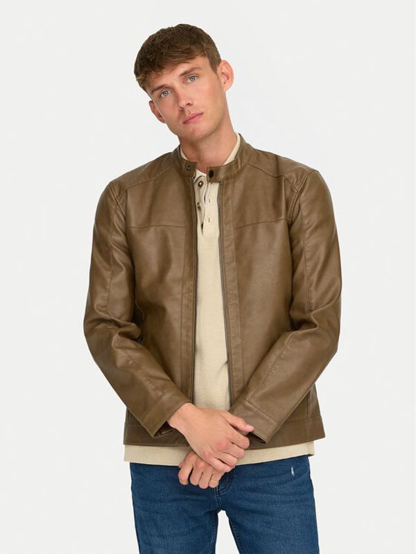 Only & Sons Only & Sons Jakna od imitacije kože Mike 22012339 Smeđa Regular Fit