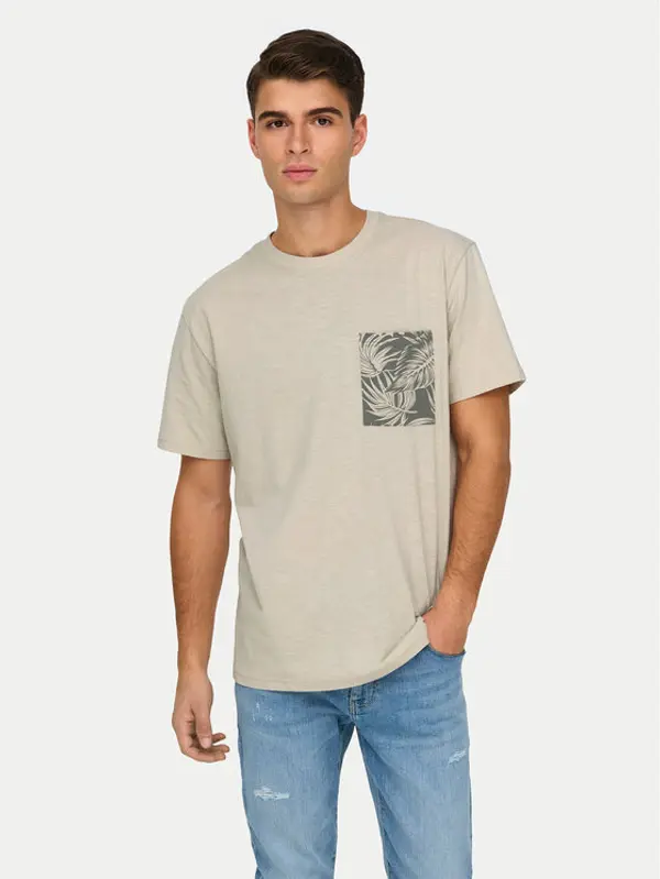 Only & Sons Only & Sons T-shirt 22025286 Bež Regular Fit