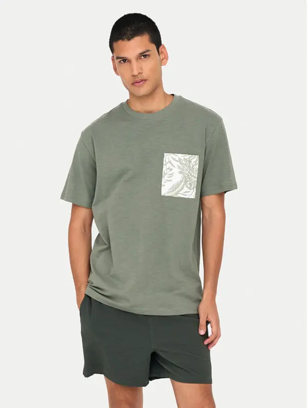 Only & Sons Only & Sons T-shirt 22025286 Zelena Regular Fit