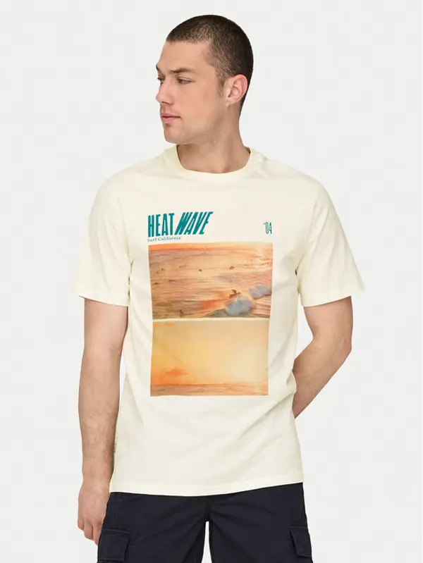Only & Sons Only & Sons T-shirt Magdy 22029454 Bijela Regular Fit