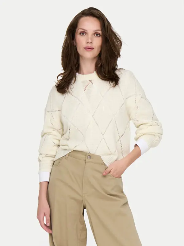 Only ONLY Džemper Geena 15339575 Écru Relaxed Fit