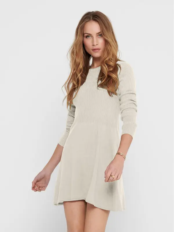 Only ONLY Džemper haljina 15185761 Écru Regular Fit