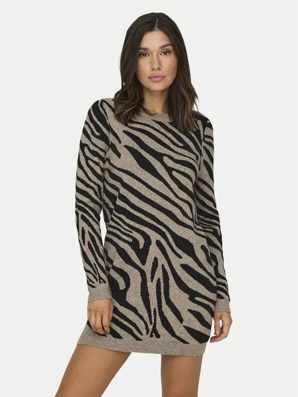 Only ONLY Džemper haljina Jenni 15321988 Smeđa Regular Fit