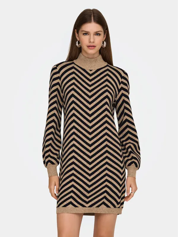 Only ONLY Džemper haljina Julia 15366284 Smeđa Regular Fit