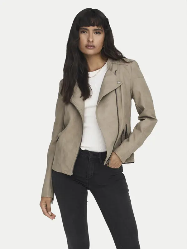 Only ONLY Jakna od imitacije kože Ava 15102997 Bež Regular Fit