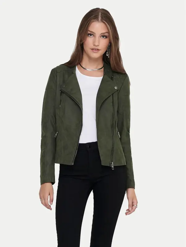 Only ONLY Jakna od imitacije kože Ava 15102997 Zelena Regular Fit