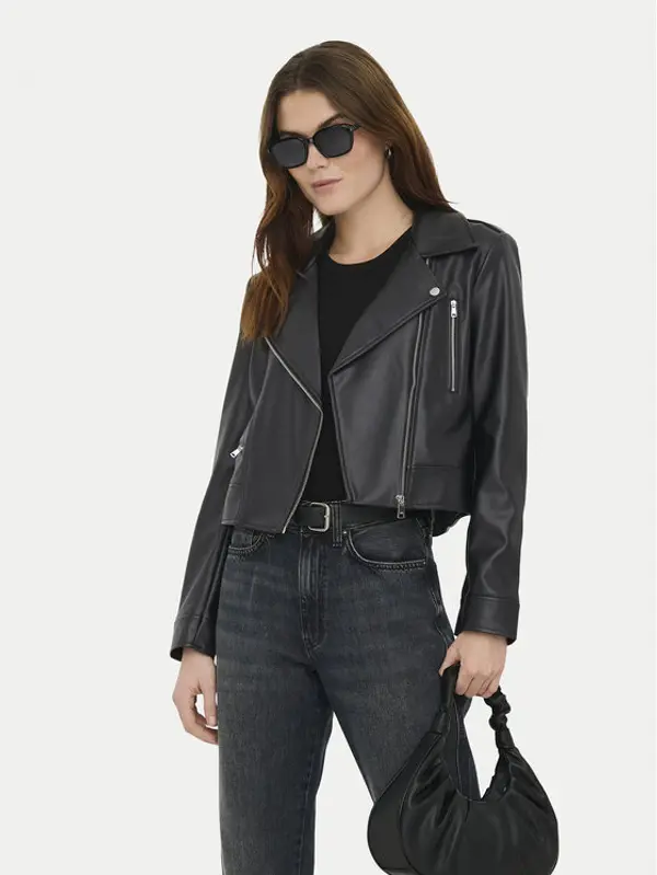 Only ONLY Jakna od imitacije kože Carmen 15361396 Crna Regular Fit