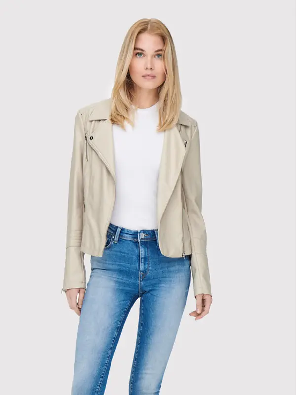 Only ONLY Jakna od imitacije kože Gemma 15153079 Bež Regular Fit
