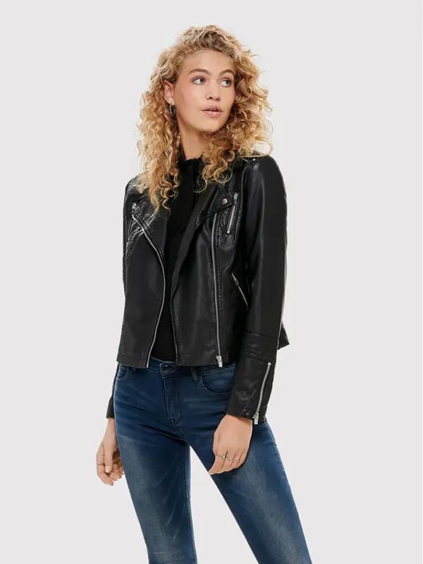 Only ONLY Jakna od imitacije kože Gemma 15153079 Crna Regular Fit