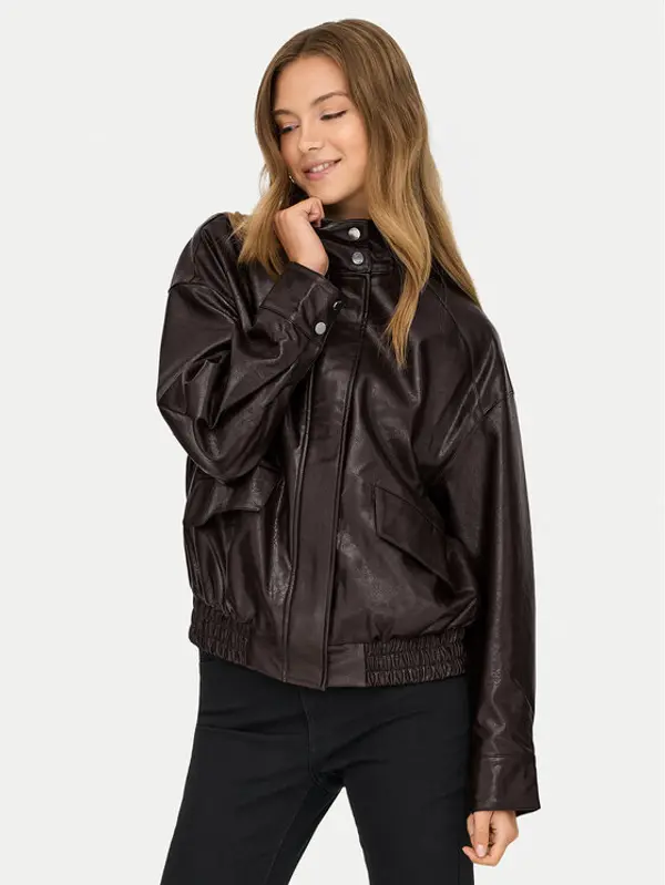Only ONLY Jakna od imitacije kože Julia 15373024 Smeđa Loose Fit
