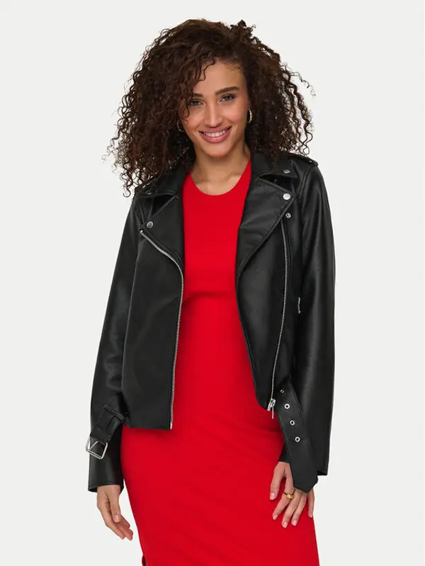 Only ONLY Jakna od imitacije kože Mille 15357332 Crna Slim Fit