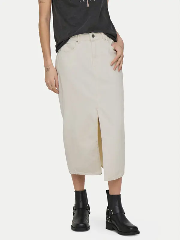 Only ONLY Jeans suknja Bianca 15319268 Bež Regular Fit