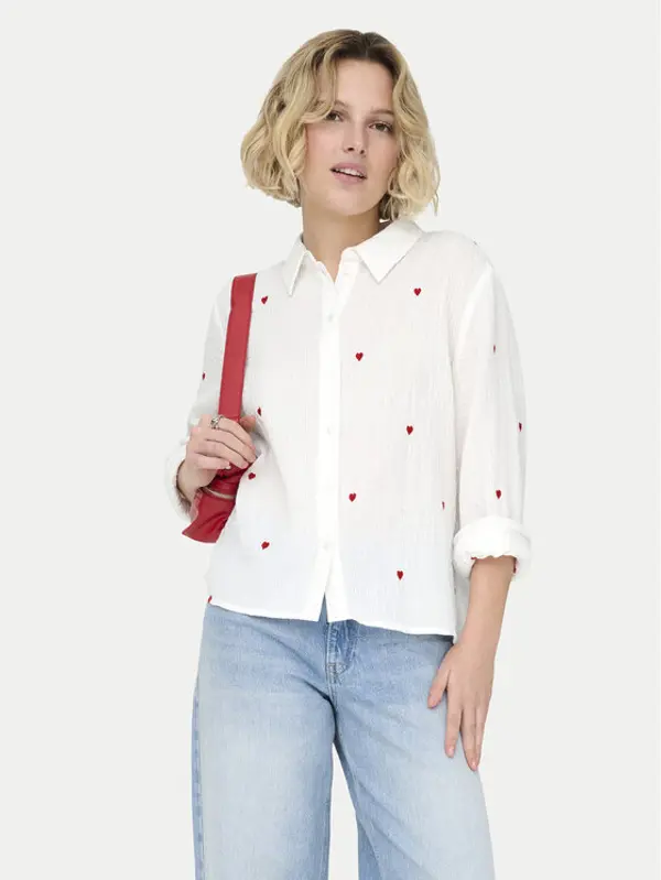 Only ONLY Košulja Heart 15332482 Bijela Regular Fit