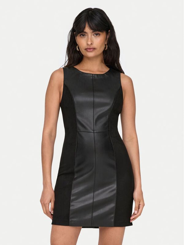 ONLY ONLY Kožna haljina Rafia 15330045 Crna Slim Fit