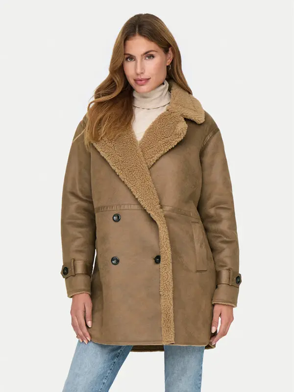 Only ONLY Kožuh Ylva 15322402 Smeđa Regular Fit