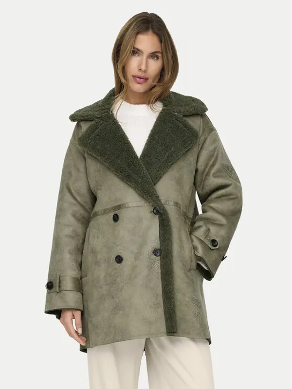 Only ONLY Kožuh Ylva 15322402 Zelena Regular Fit