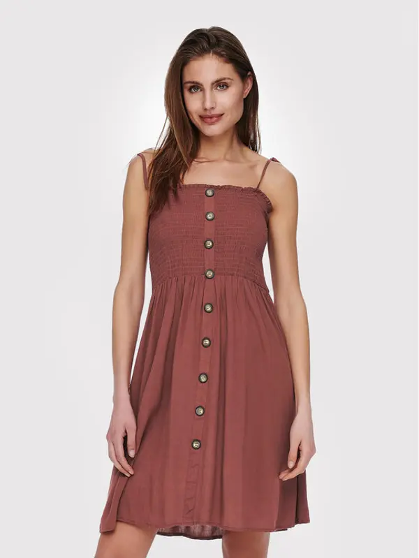 Only ONLY Ljetna haljina Annika 15193884 Smeđa Slim Fit