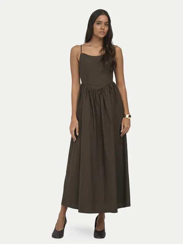 Only ONLY Ljetna haljina Likara 15371869 Tamno smeđa Regular Fit
