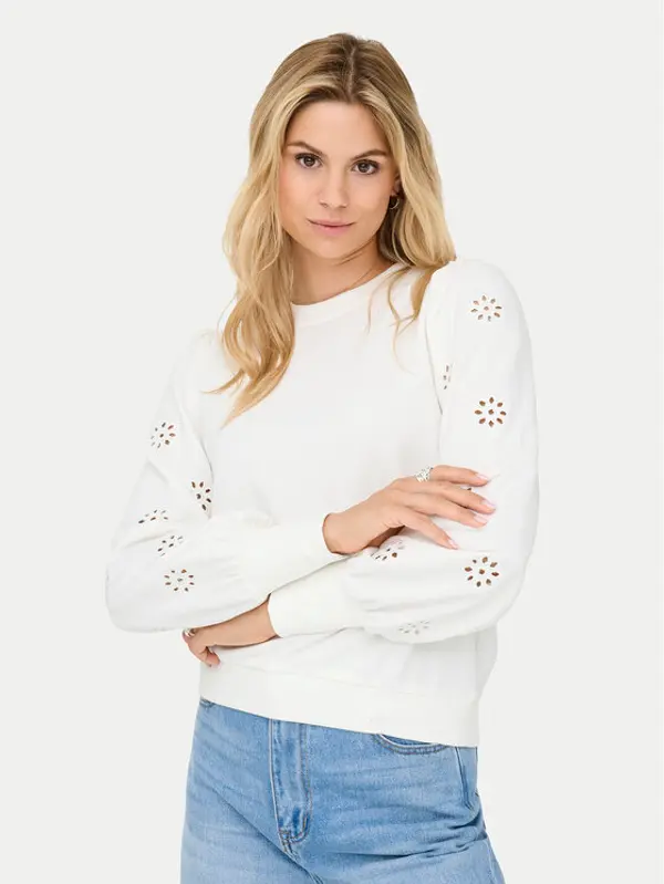 Only ONLY Majica dugih rukava Femme 15315687 Bijela Regular Fit