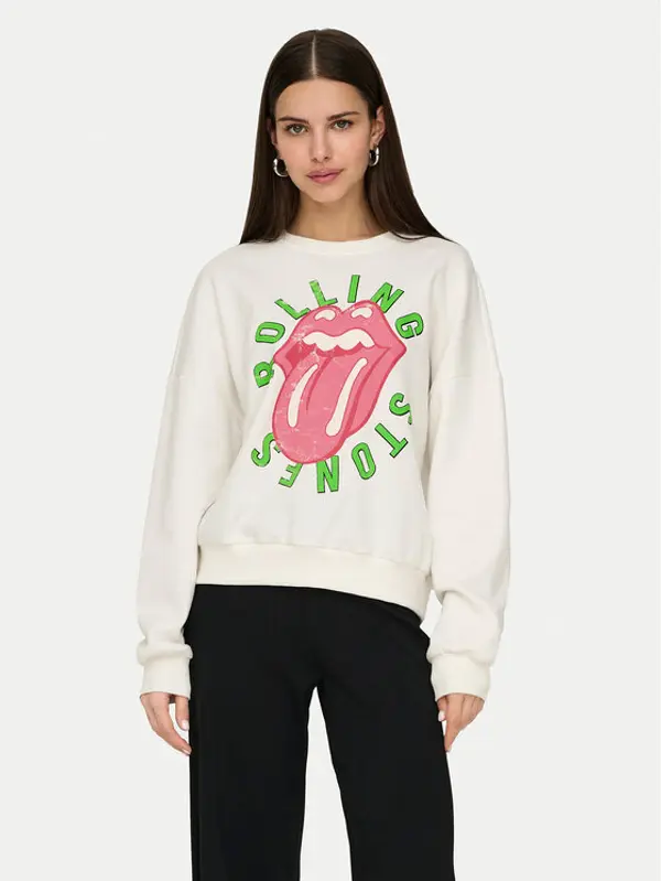 Only ONLY Majica dugih rukava Rolling Stones 15345927 Bijela Regular Fit