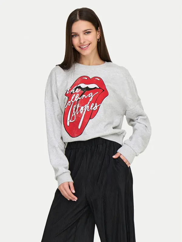 Only ONLY Majica dugih rukava Rolling Stones 15345927 Siva Regular Fit