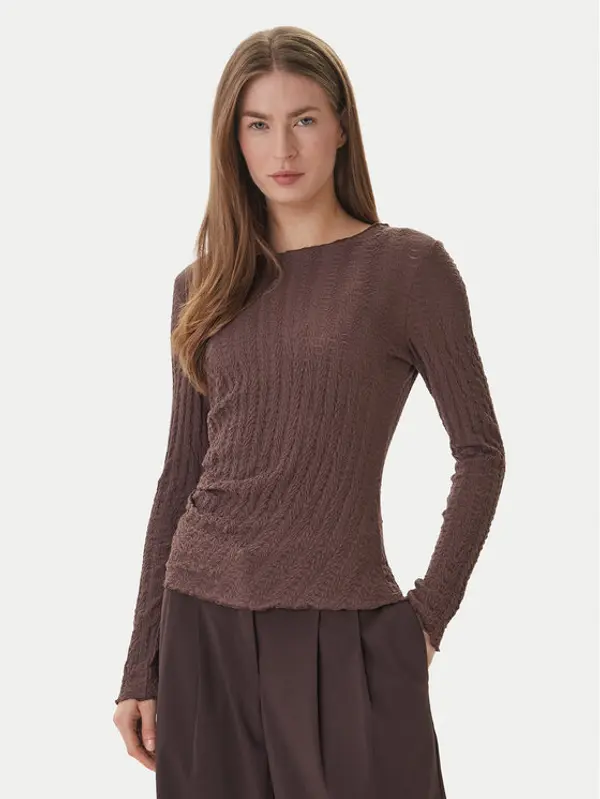 Only ONLY Majica Ella 15368469 Smeđa Slim Fit