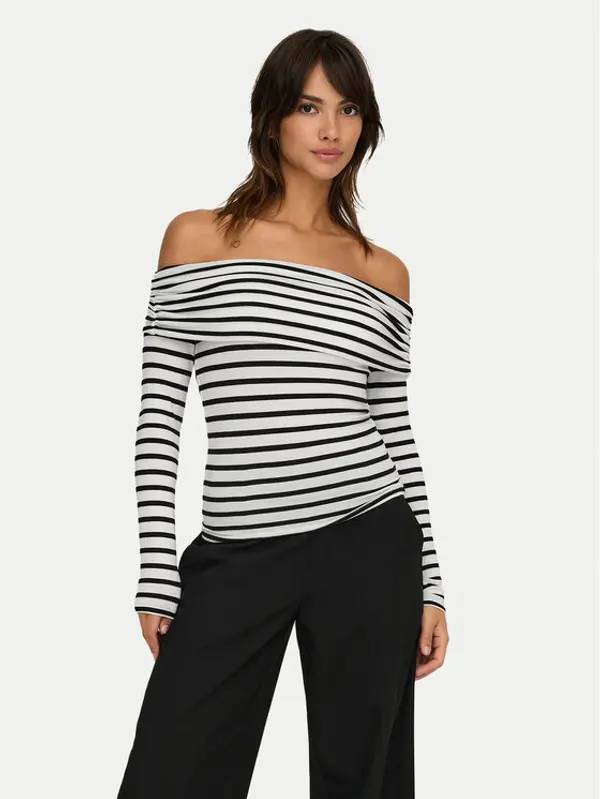 Only ONLY Majica Glamour 15339759 Bijela Slim Fit