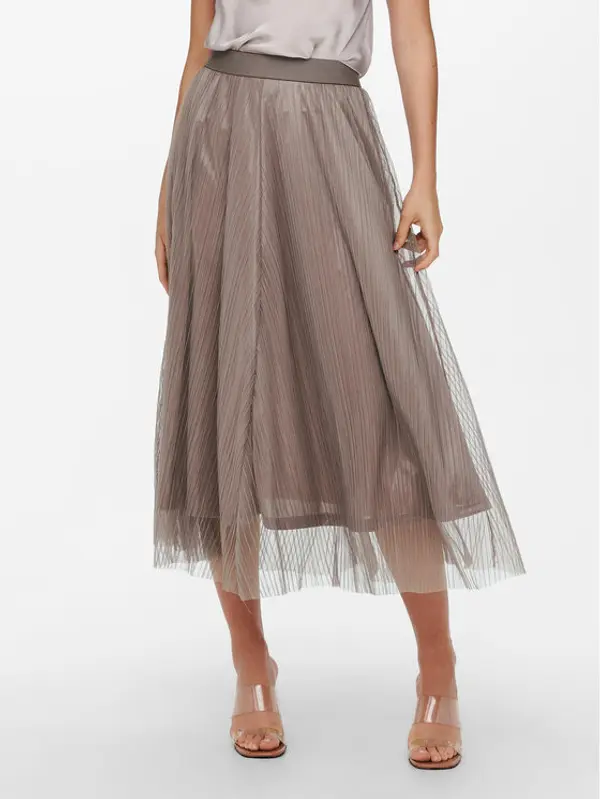 Only ONLY Midi suknja 15214303 Smeđa Regular Fit