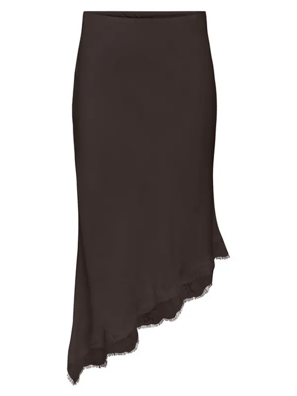 Only ONLY Midi suknja Faraya 15380116 Tamno smeđa Slim Fit