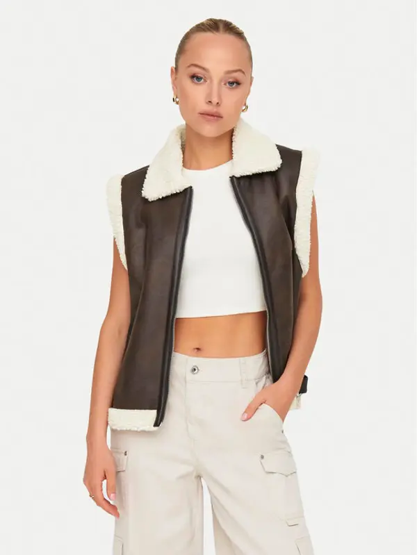 Only ONLY Prsluk Betty 15322433 Smeđa Regular Fit