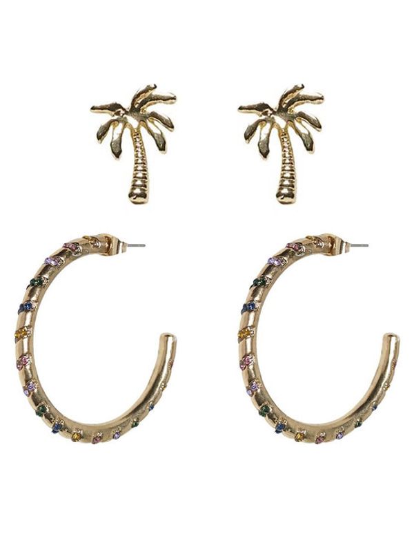 ONLY ONLY Set od 2 para naušnica Onlpalm 15311694 Zlatna